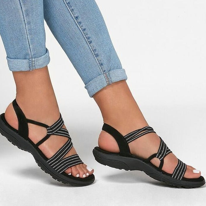 Orthopaedic ladies' sandals with adjustable straps – Elvira-Black-3-The Livary