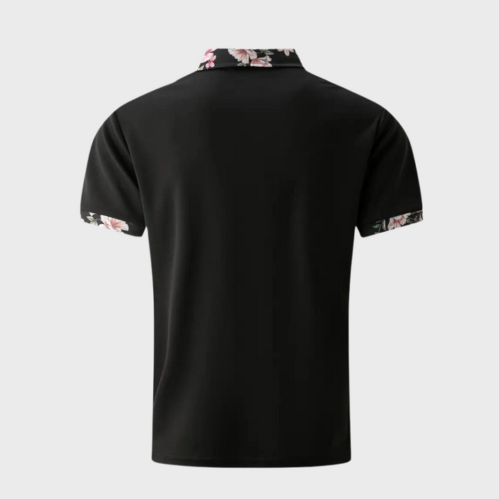 Men's Polo with Subtle Print - Noah-Black-XS-The Livary