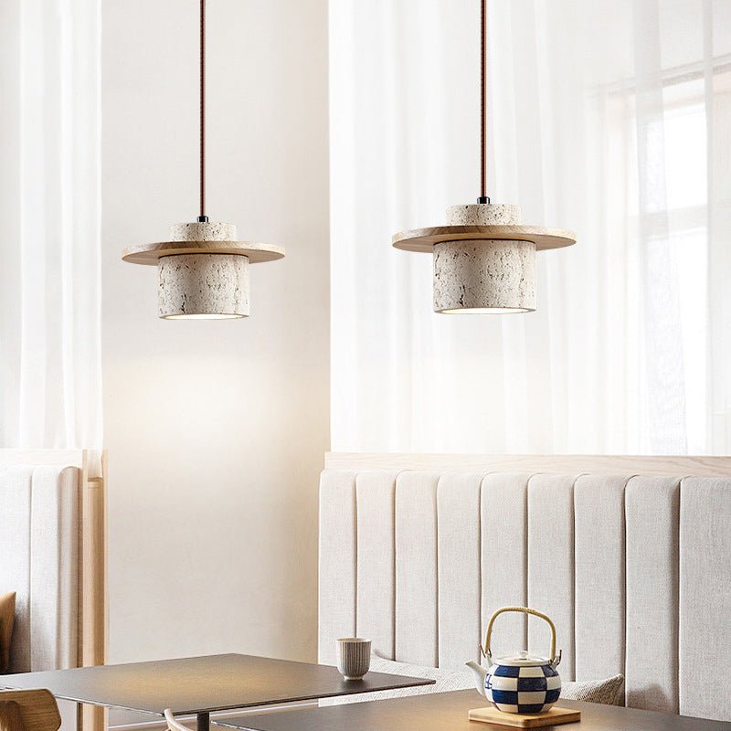 Travertine Pendant Lamp for Natural Luxury - StoneGlow-Walnut-The Livary