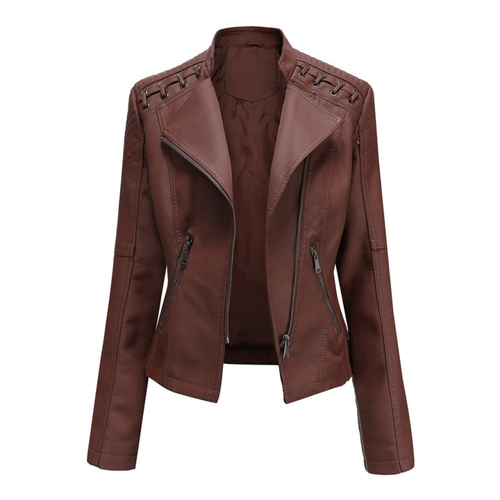 Elani - Trendy Leather Jacket for Women-Brown-S-The Livary