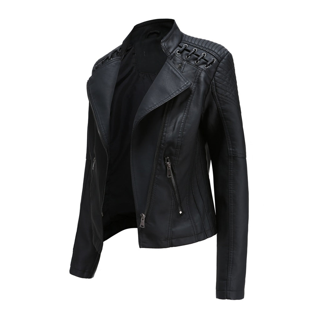 Elani - Trendy Leather Jacket for Women-Black-S-The Livary