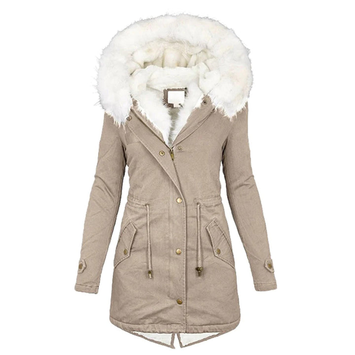Luxury Lined Ladies Winter Coat - Elena-Khaki-S-The Livary