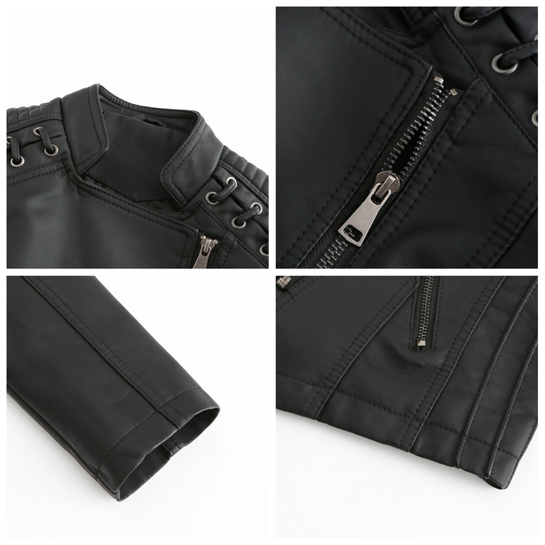 Elani - Trendy Leather Jacket for Women-Black-S-The Livary