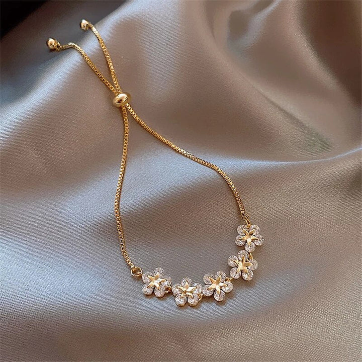 Luxury Gold Crystal Flower Bracelet - Rosalind-The Livary