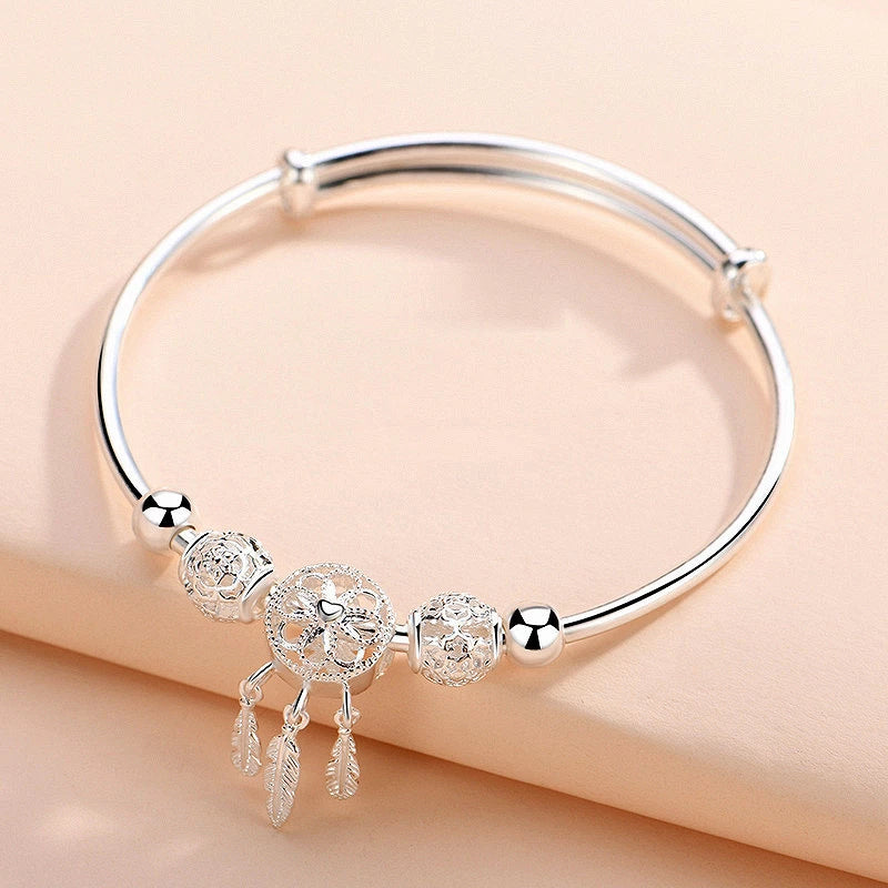 Adjustable Dreamcatcher Bracelet of 925 Silver - Lisa-The Livary