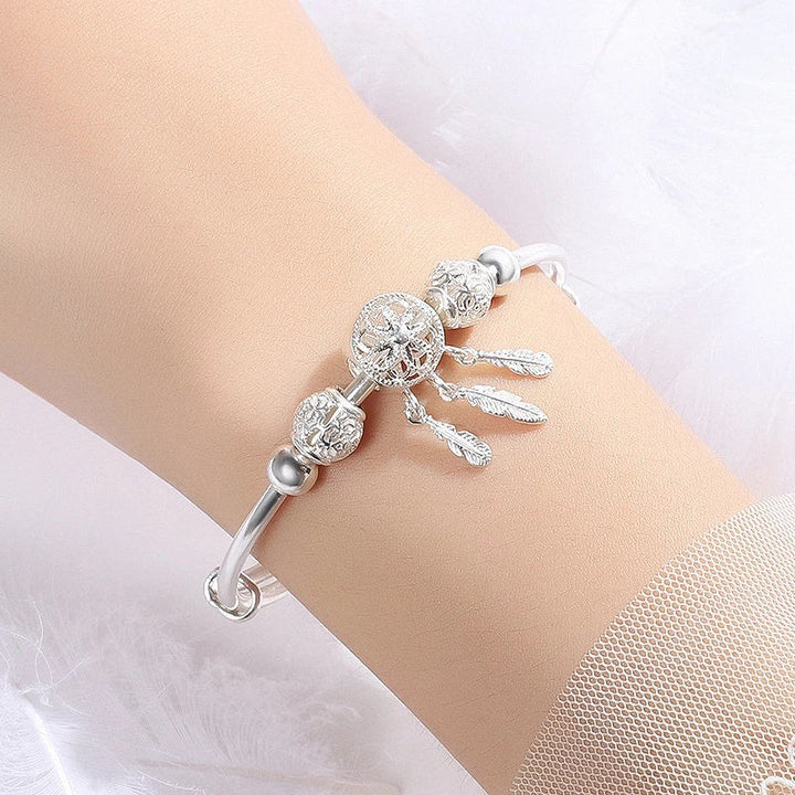 Adjustable Dreamcatcher Bracelet of 925 Silver - Lisa-The Livary