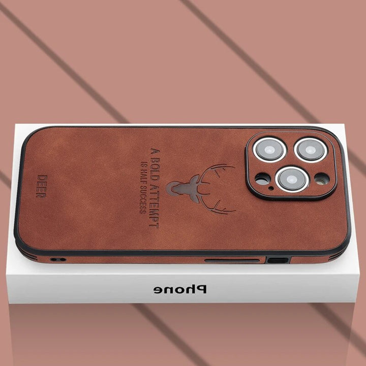 Luxury Deer Leather iPhone Case - Veltro-Brown-iPhone 15 Pro Max-The Livary