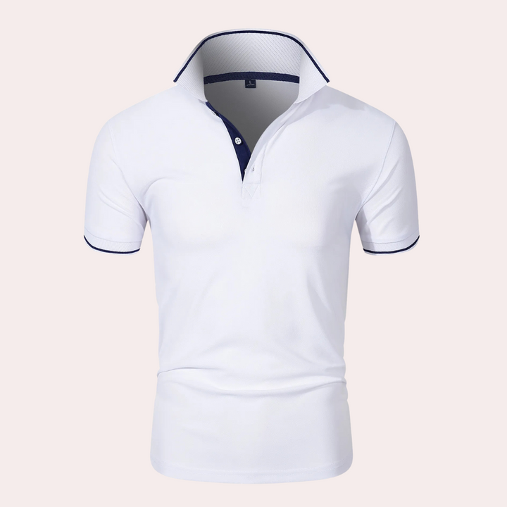 Trendy White Men's Polo - Tiberius-S-The Livary
