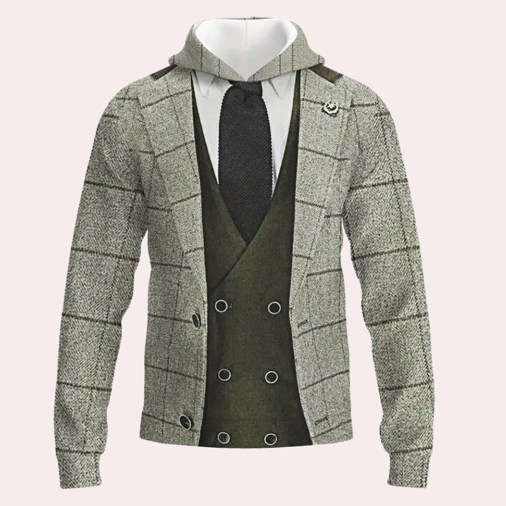 Versatile Men's Hoodie with Check Pattern - Lucian-S-The Livary