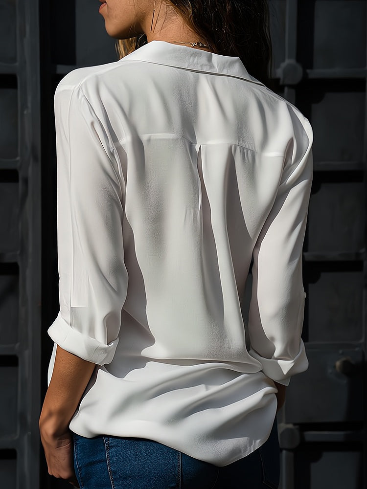 Loose ladies' blouse with button placket – Isabella-Gray-S-The Livary