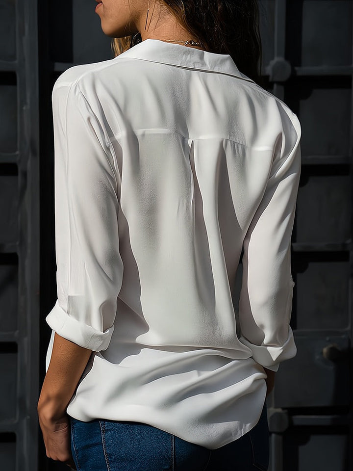 Loose ladies' blouse with button placket – Isabella-Gray-S-The Livary