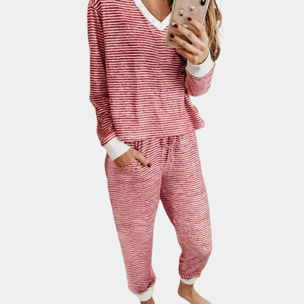 Classic Pyjama Set for Women - Celeste-Red-XS-The Livary