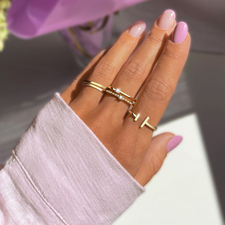 Open Ring with Adjustable Design - Aureos-Silver-The Livary