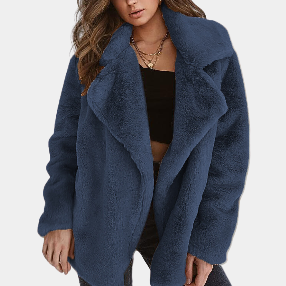 Ellle - Warm Teddy Winter Coat for Women-Blue-XS-The Livary