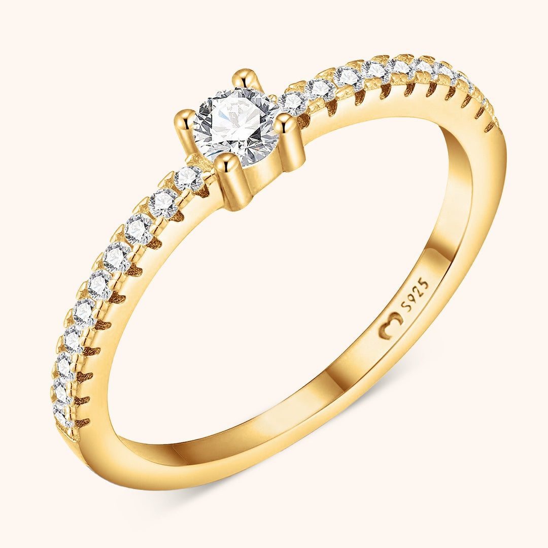 Stylish Ring with Sparkling Zirconia - Sienna-Gold-5-The Livary