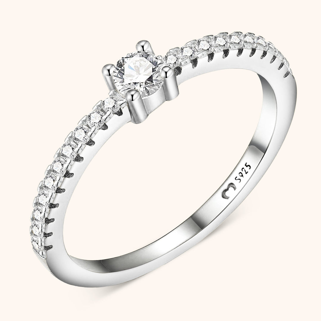 Stylish Ring with Sparkling Zirconia - Sienna-Silver-5-The Livary