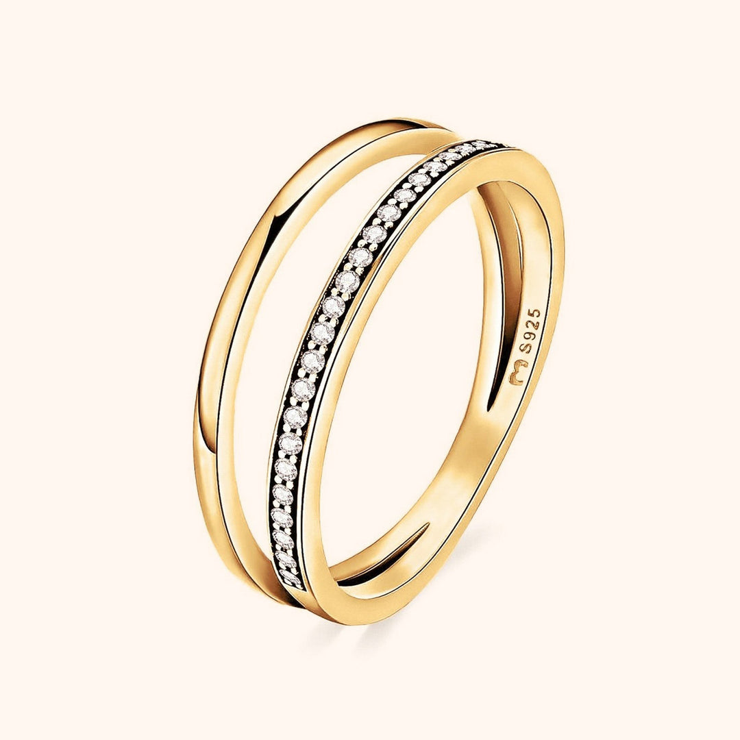 Double Zirconia Ring - Sienna-Gold-5-The Livary