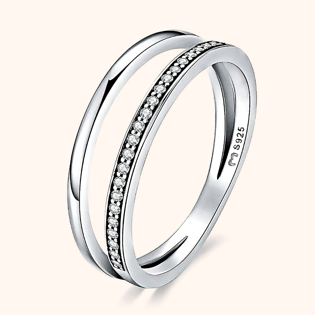 Double Zirconia Ring - Sienna-Silver-5-The Livary