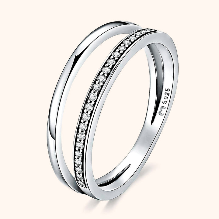 Double Zirconia Ring - Sienna-Silver-5-The Livary