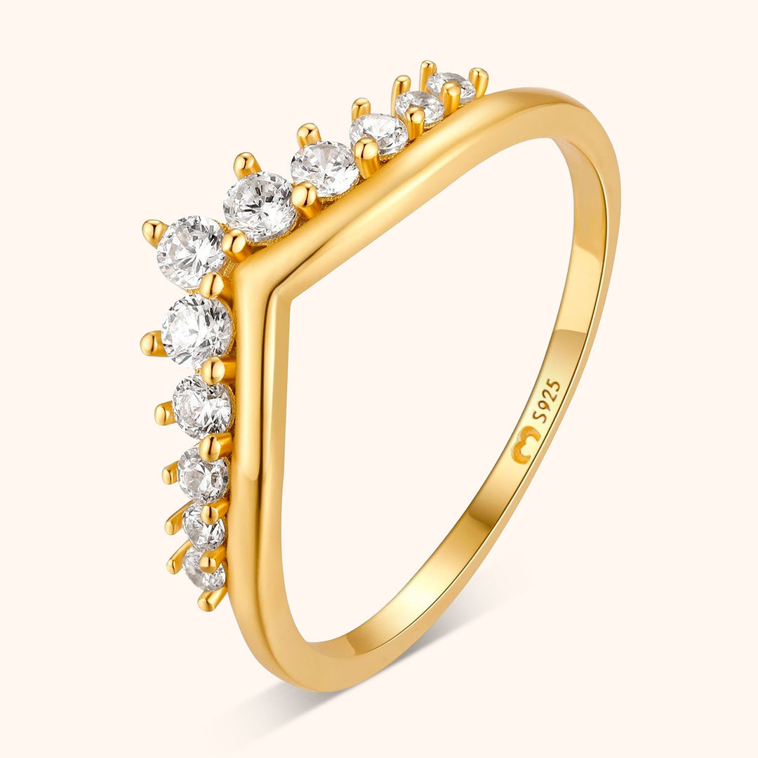 Zirconia Crown Ring - Allegra-5-Gold-The Livary