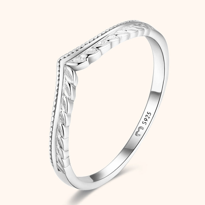 Stylish Leaf Pattern Ring - Vera-Silver-5-The Livary