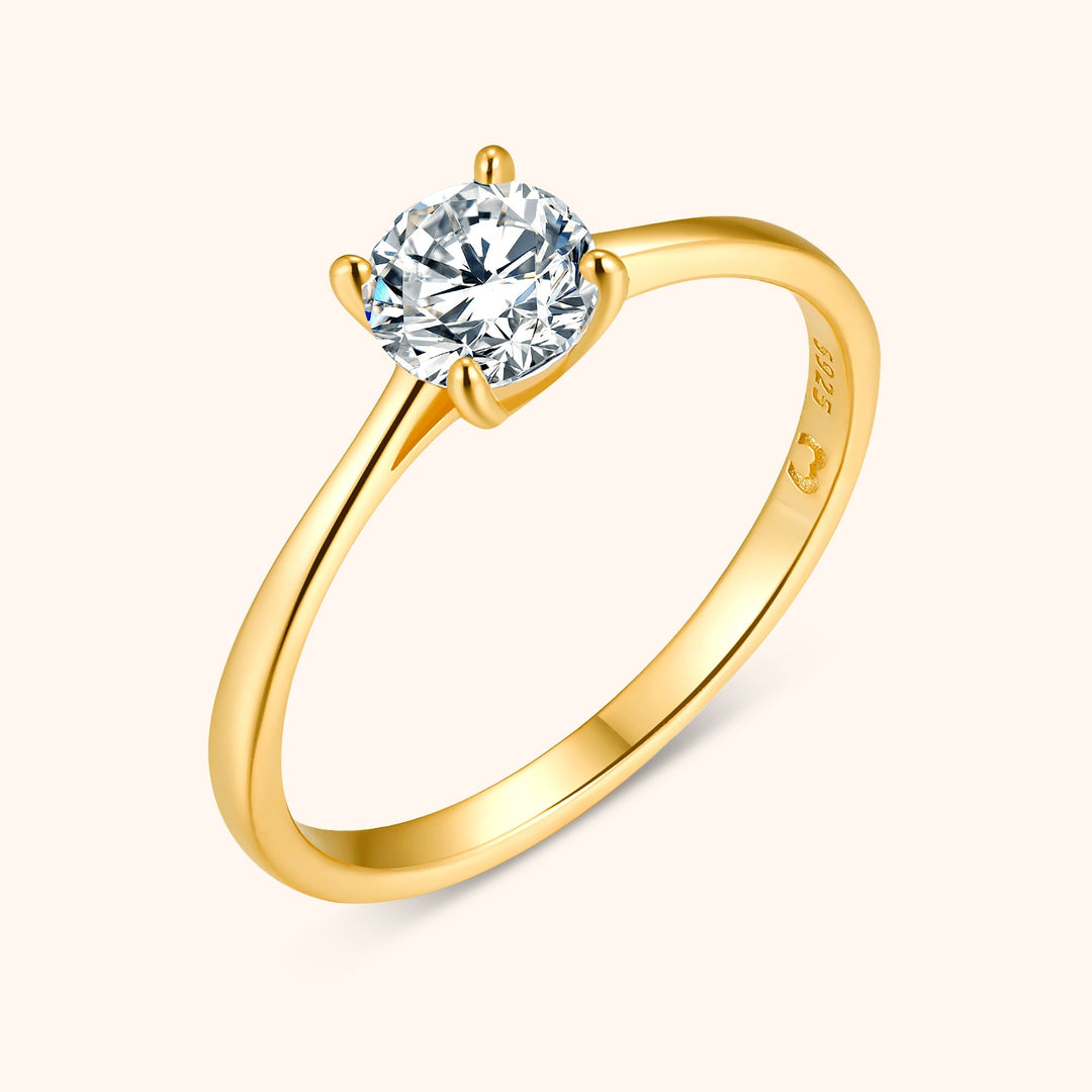 Solitaire Zirkonia Ring - Elena-Gold-5-The Livary