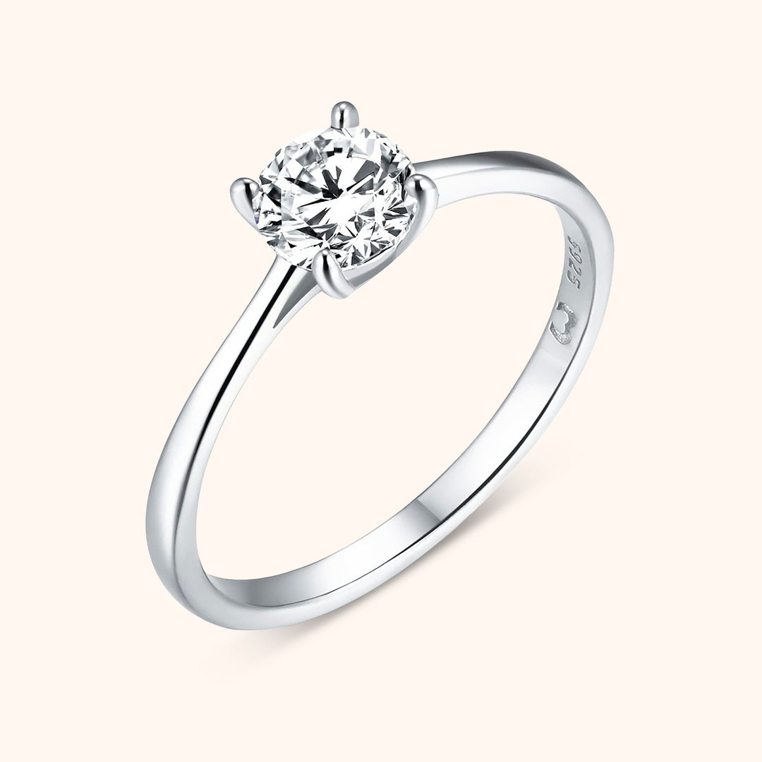 Solitaire Zirkonia Ring - Elena-Silver-5-The Livary
