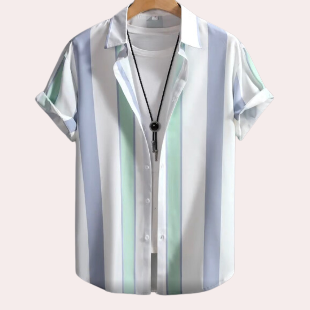Minimalist Striped Shirt with Button Closure - Felix-S-The Livary
