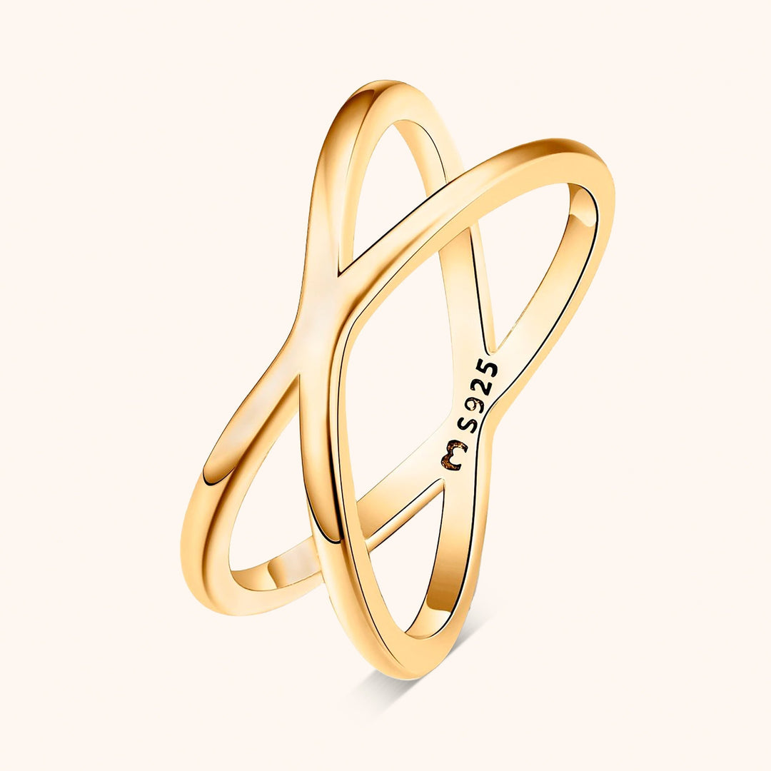 Stylish Double Cross Ring - Calindra-Gold-5-The Livary