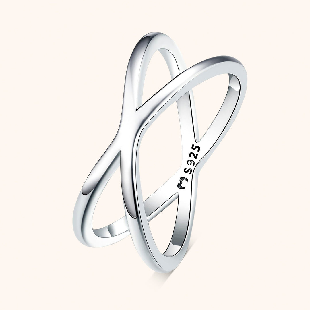 Stylish Double Cross Ring - Calindra-Silver-5-The Livary