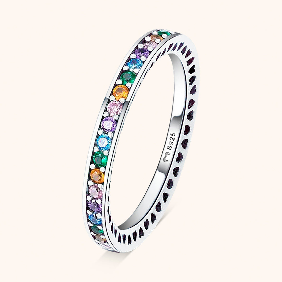 Stylish Rainbow Ring - Aurora-Silver-5-The Livary