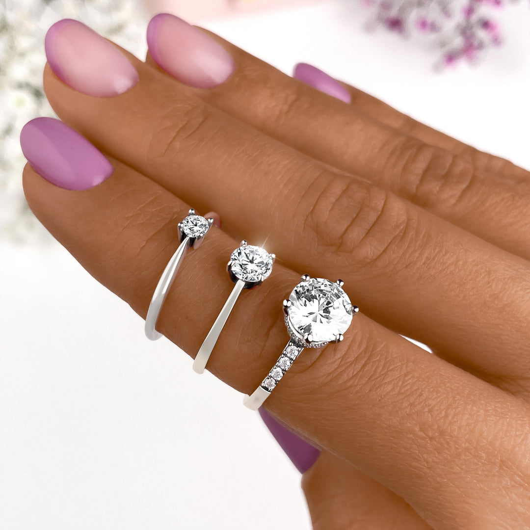 Solitaire Zirkonia Ring - Elena-Silver-5-The Livary