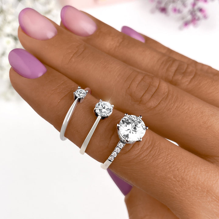 Solitaire Zirkonia Ring - Elena-Silver-5-The Livary
