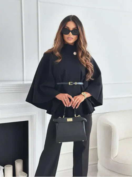 Trendy Wool Ladies Coat - Sophia-Black-S-The Livary