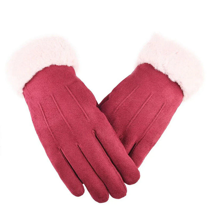Trendy Suede Ladies Gloves - Mirella-Red-The Livary