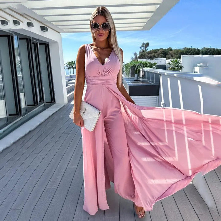 Trendy & Comfortable Jeans Jumpsuit for Women with Waist Cut – Rhea-Pink-S-The Livary