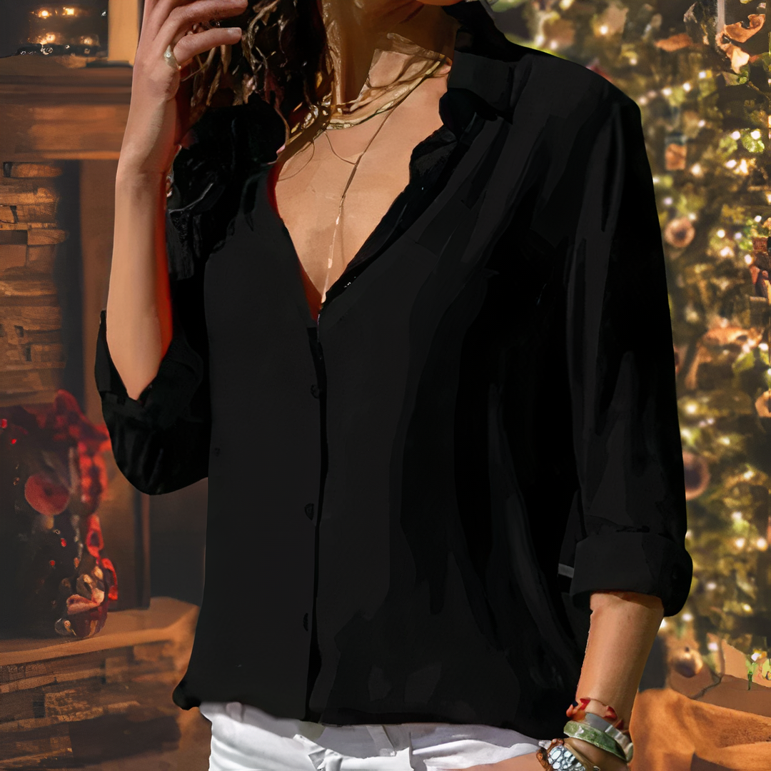 Stylish chiffon blouse - Lara-Black-S-The Livary
