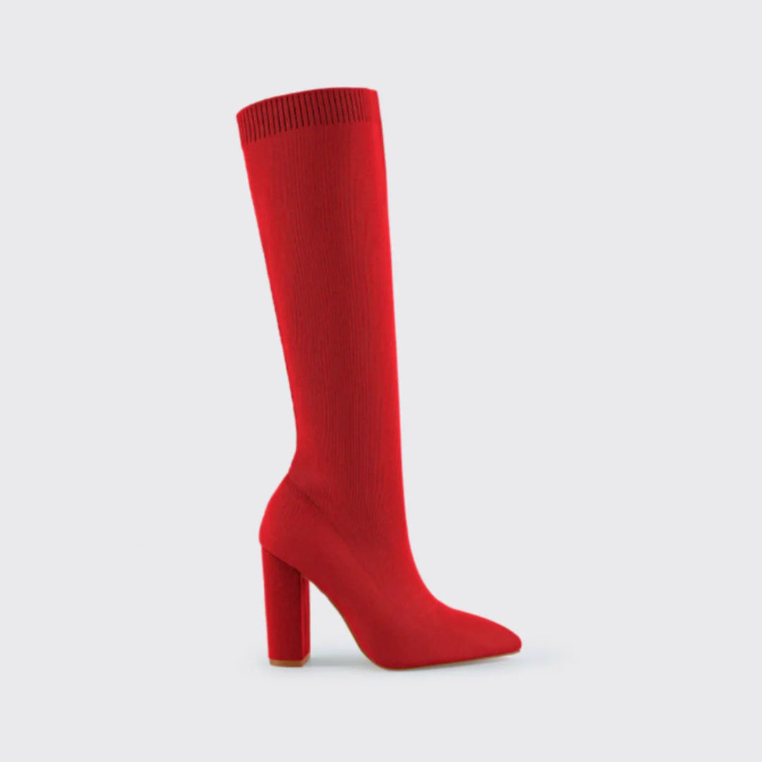 Trendy Knee-High Boots - Sophia-Red-2.5-The Livary