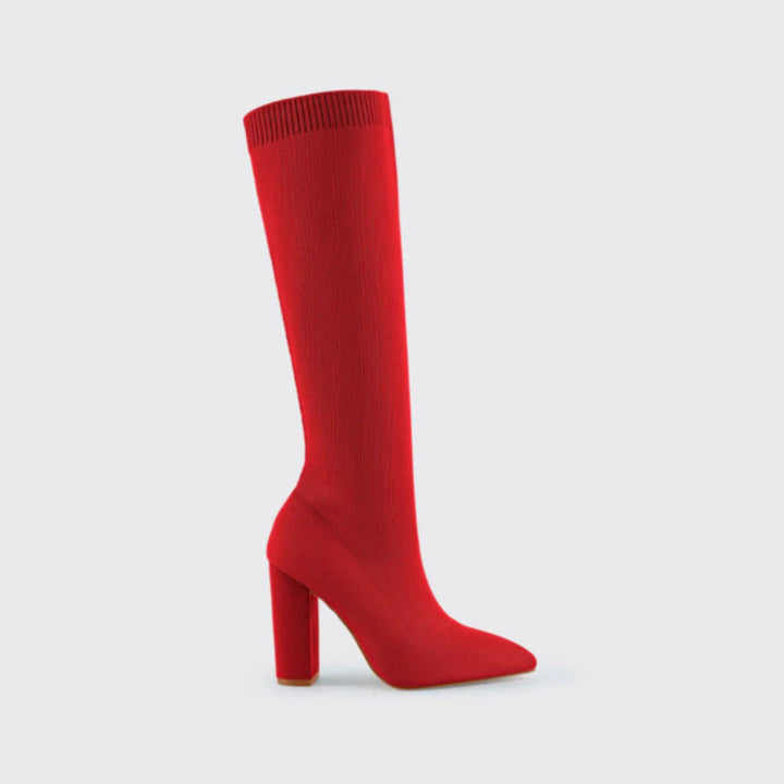 Trendy Knee-High Boots - Sophia-Red-2.5-The Livary