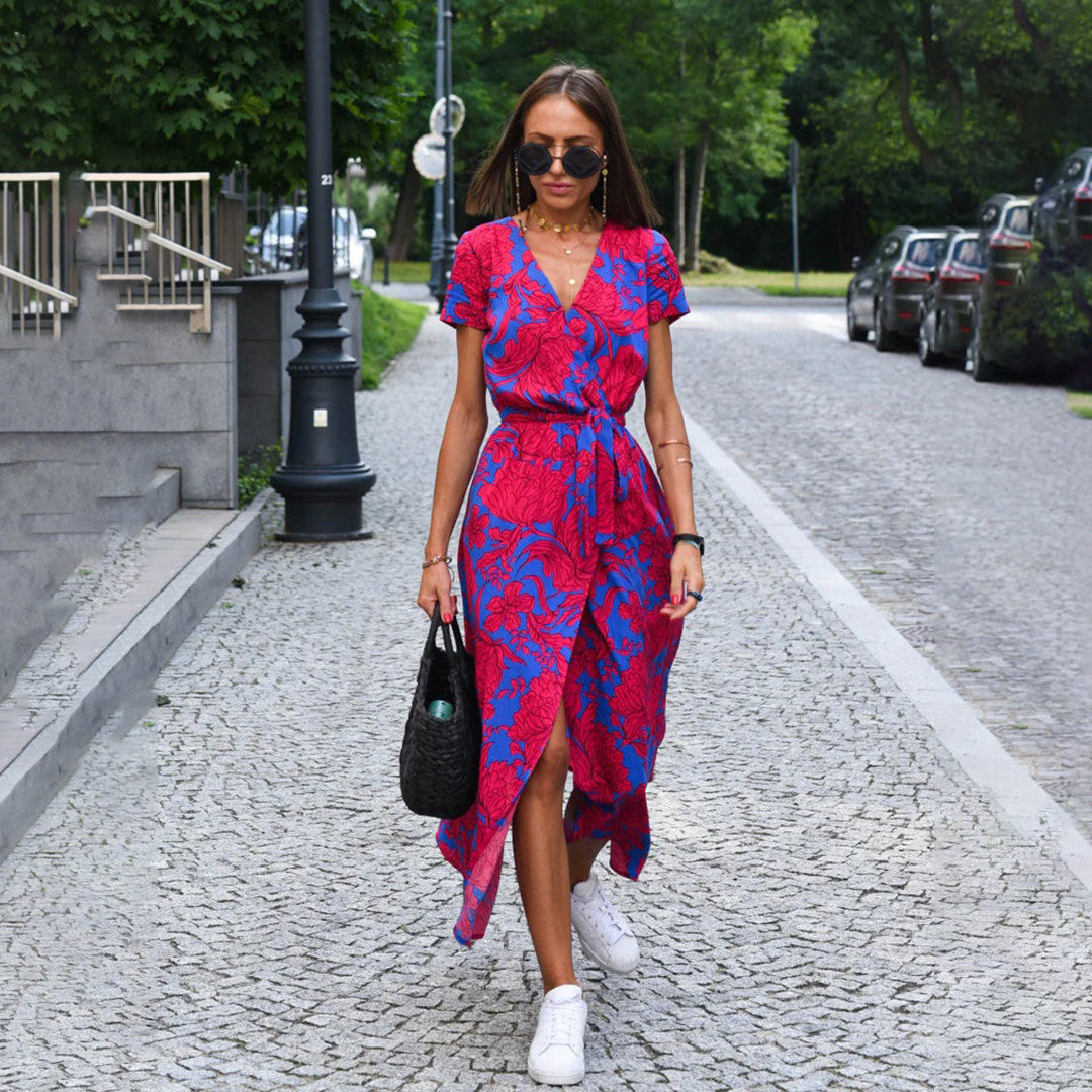 Casual Summer Dress - Luna-Red/Blue-S-The Livary