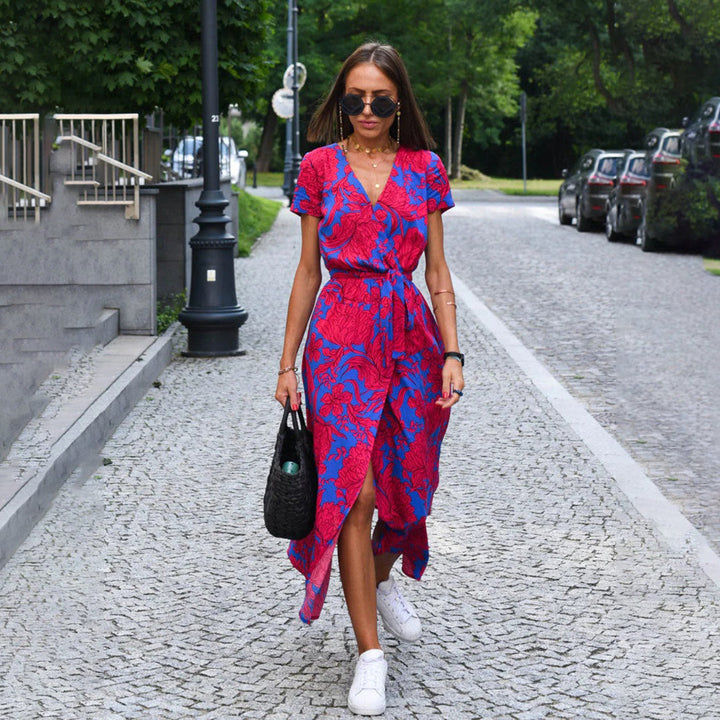 Casual Summer Dress - Luna-Red/Blue-S-The Livary