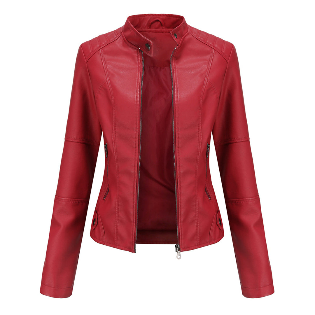 Stylish Leather Ladies' Jacket - Romy-Red-XS-The Livary