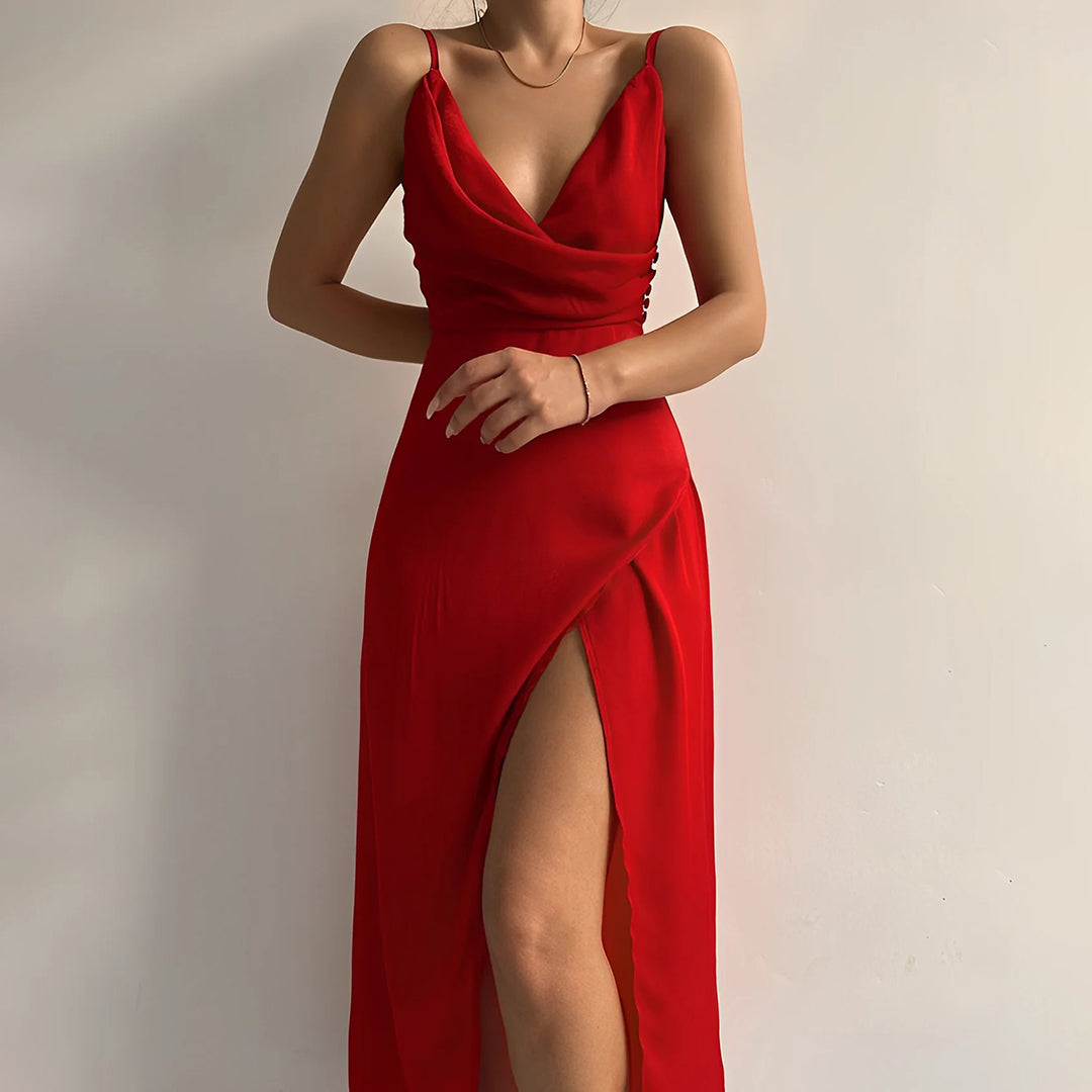 Stylish Midi Dress with Spaghetti Straps - Grace