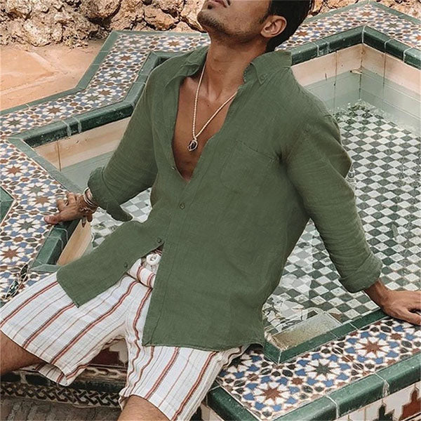Lightweight Men's Cotton Shirt - Elias-Green-M-The Livary