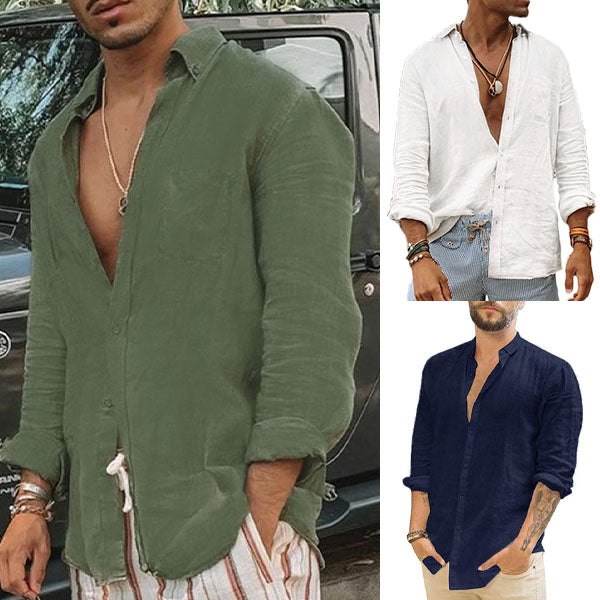Lightweight Men's Cotton Shirt - Elias-Green-M-The Livary