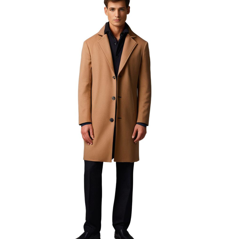 Long Winter Coat for Men - Noah-Beige-M-The Livary