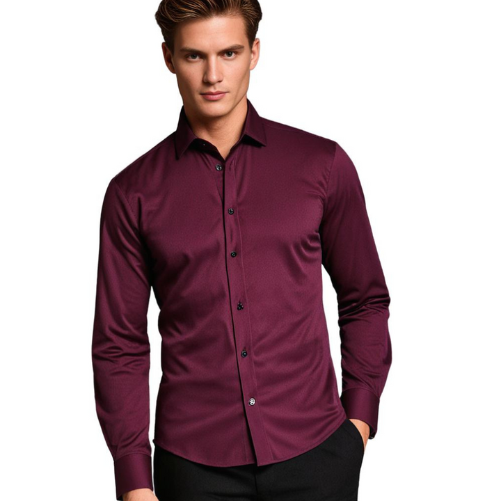 Stretch Shirt for Men - Luca-Bordeaux red-S-The Livary
