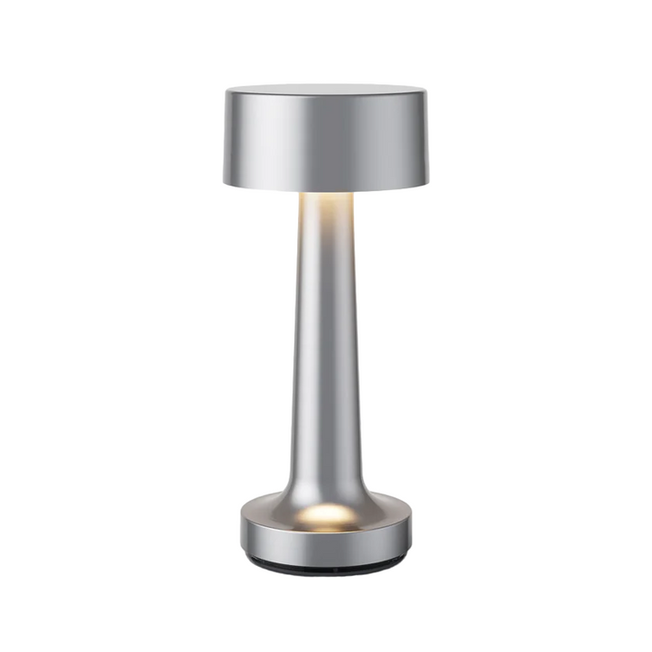 Modern Dimmerable Table Lamp - Victor-Silver-Cylinder-The Livary