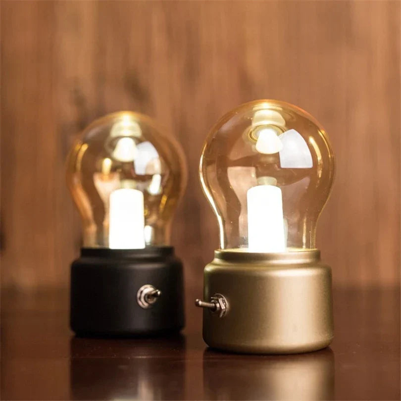 Portable Retro Table Lamp - LumiRetro-Gold-The Livary