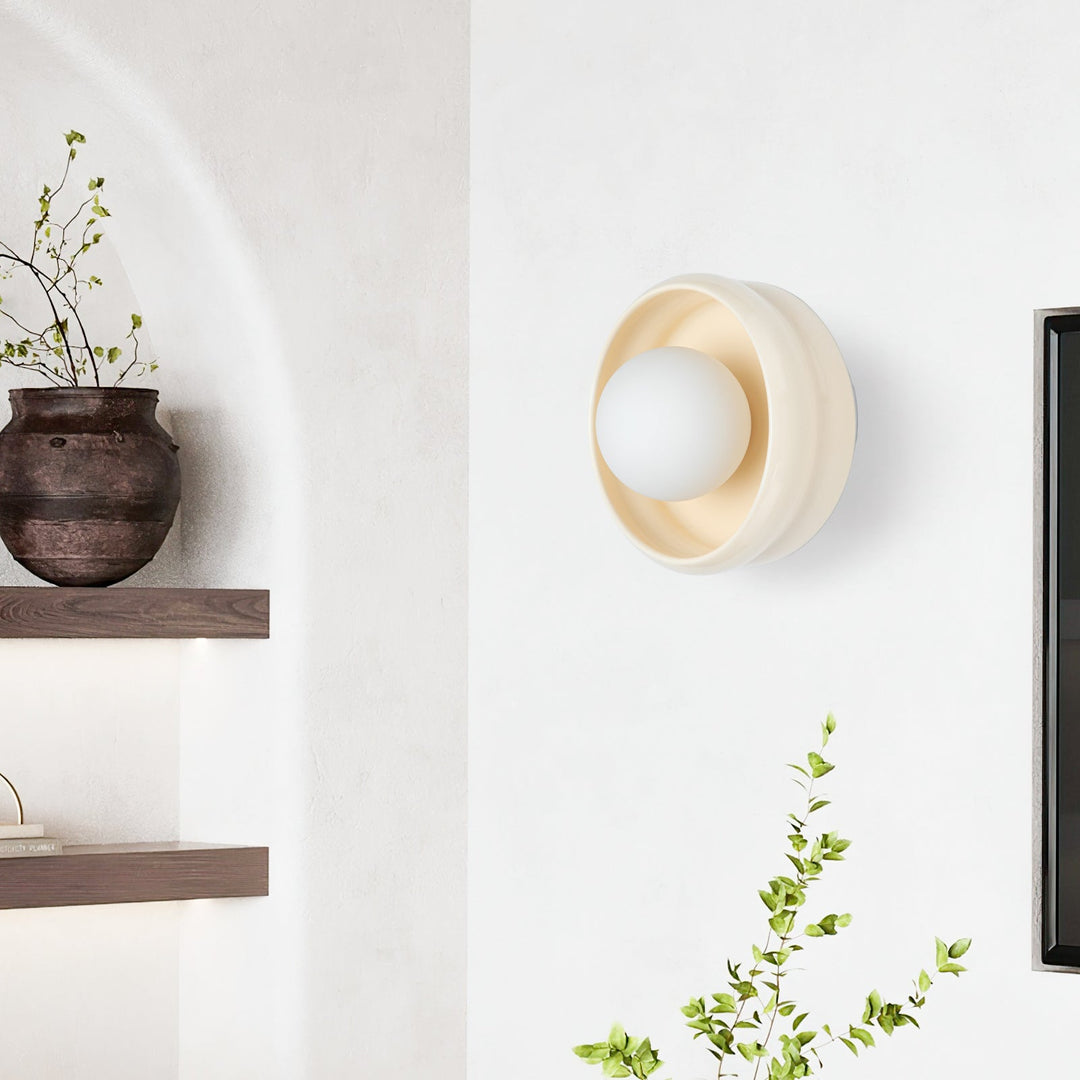 Round Ceramic Wall Lamp - Circo-Yellow-The Livary